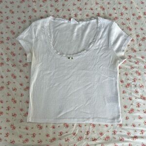 Cotton On White Lace Trim Baby Tee